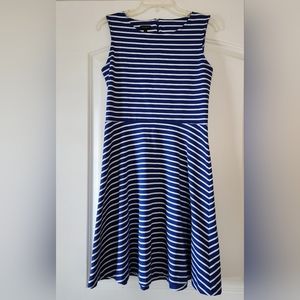 Talbots Women's Royal Blue - White Striped Sleeveless Dress Size Small